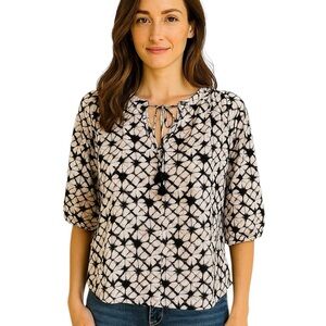 Banana Republic Medium Tie Dye Tassel Short Sleeve Shirt Boho